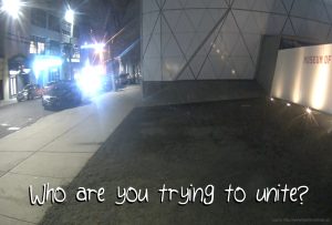 No one at the installation of "He Shall Not Divide Us"