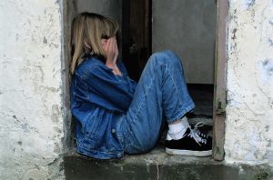 Sad, punished child